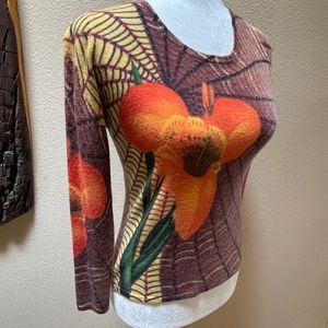 Mark Richards Spider Web/Floral Cashmere Sweater.  Size Medium. Brand New!